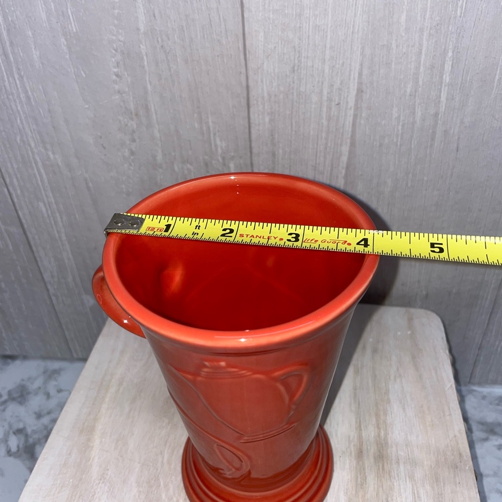 Retired Fiesta Persimmon Orange 6" Tall Pedestal Latte Mug Cup 16 oz Teapot logo - Picture 8 of 9